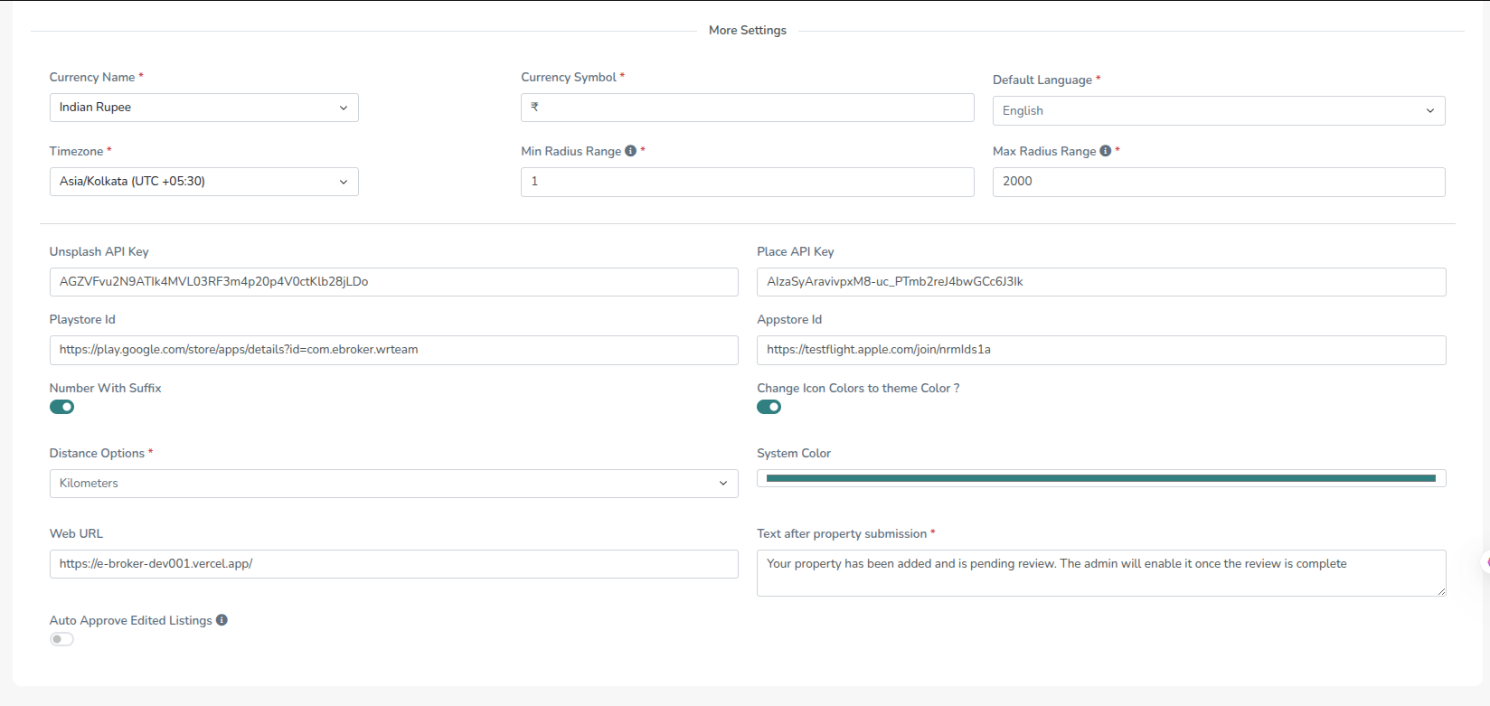 More Settings