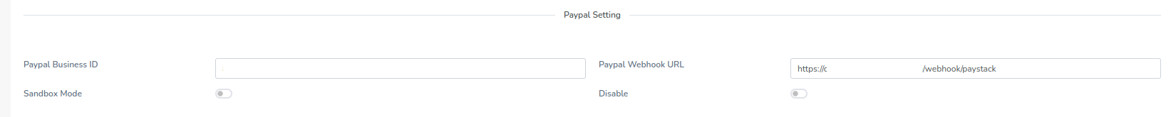 Paypal Settings