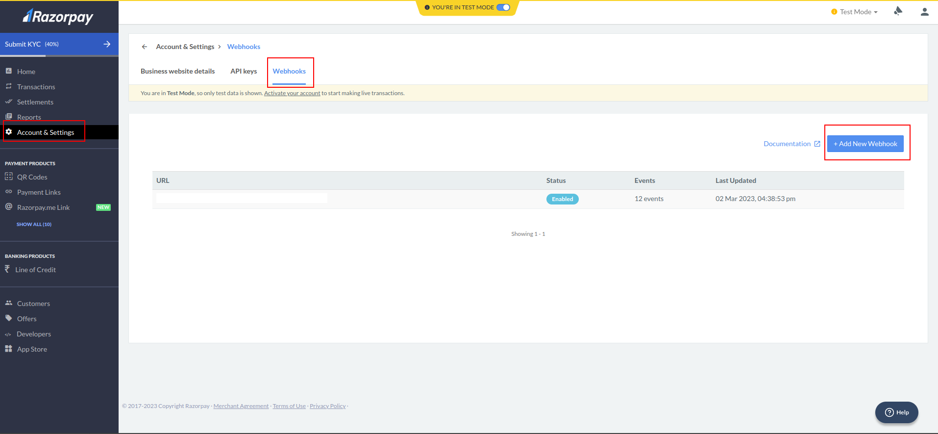 Razorpay Step 1